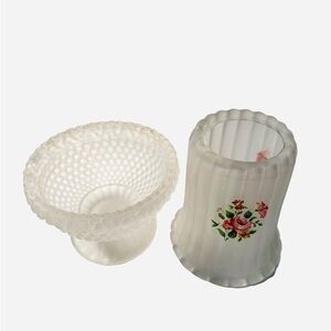 Sweet Vintage Fairy Lamp - Frosted Satin Glass Floral Rose